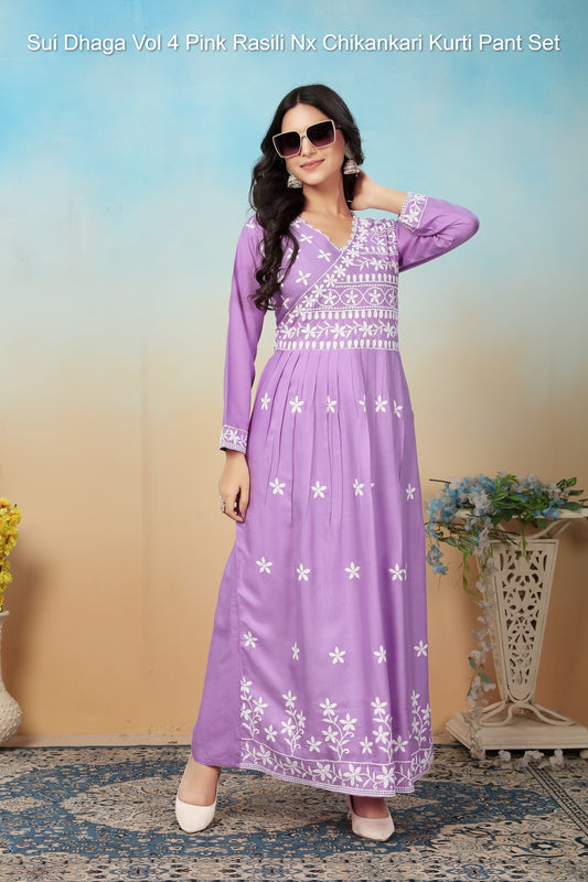 Sui Dhaga Vol 4 Purple Rasili Nx Chikankari Kurti Pant Set