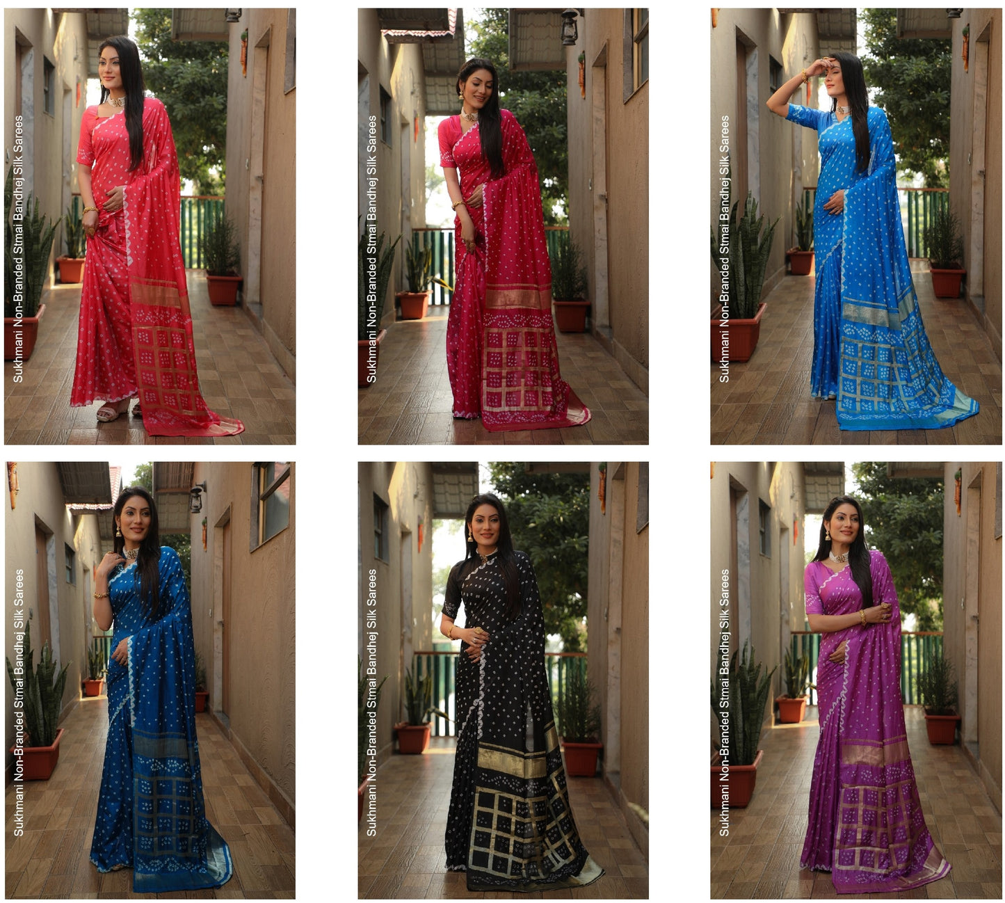 Sukhmani Non-Branded Stmai Bandhej Silk Sarees