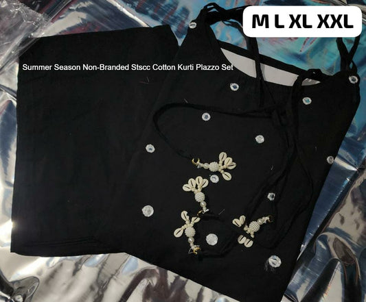 Summer Season Non-Branded Stscc Cotton Kurti Plazzo Set