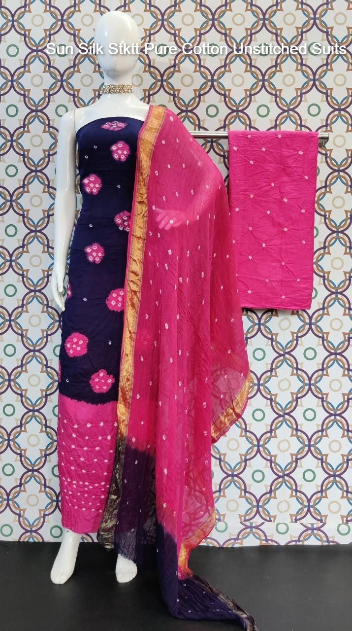 Sun Silk Stktt Pure Cotton Unstitched Suits