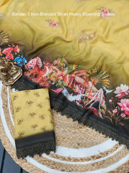 Sundari 3 Non-Branded Stvan Heavy Blooming Sarees