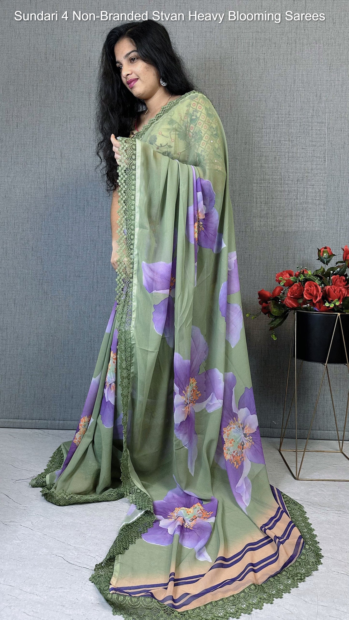Sundari 4 Non-Branded Stvan Heavy Blooming Sarees
