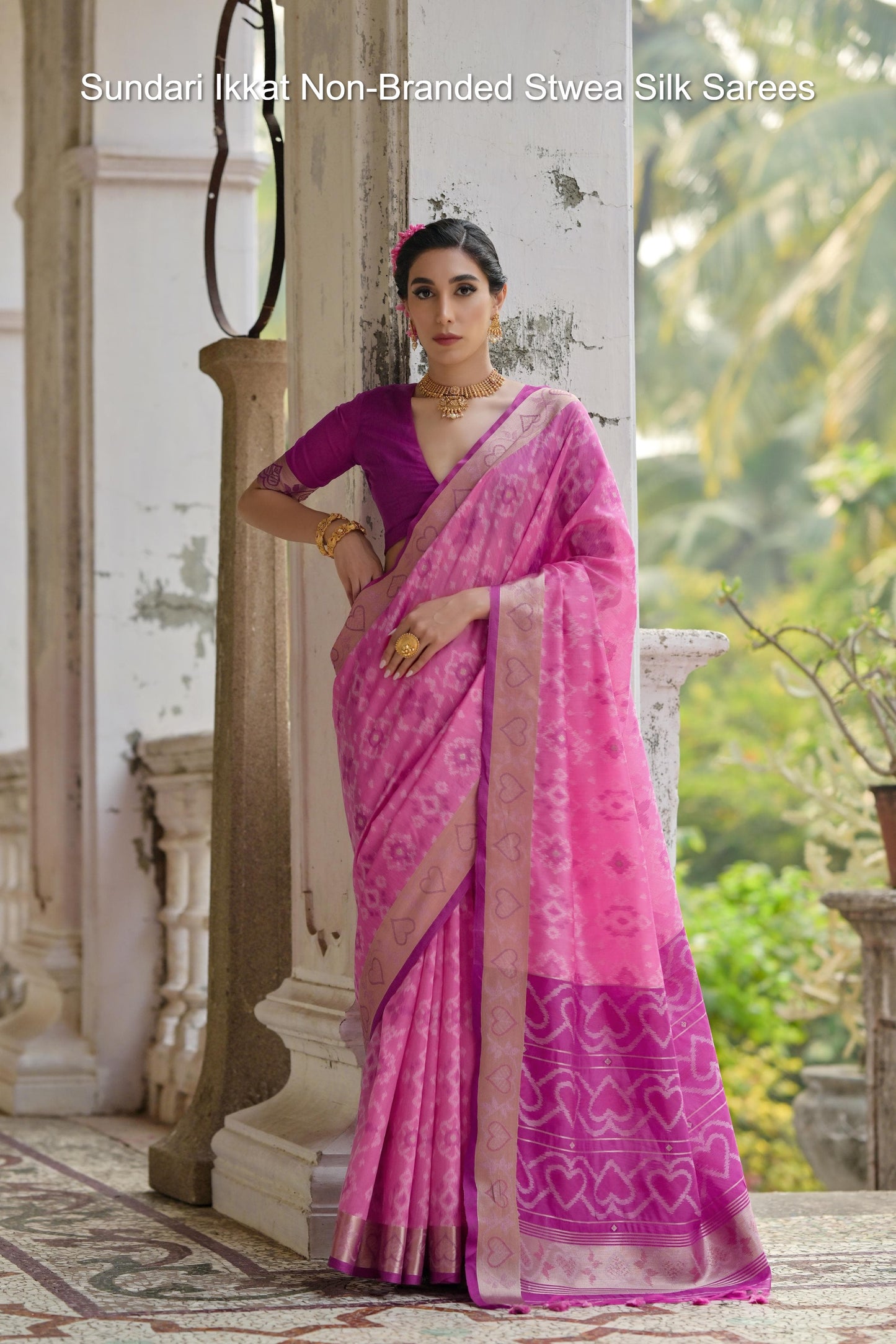 Sundari Ikkat Non-Branded Stwea Silk Sarees