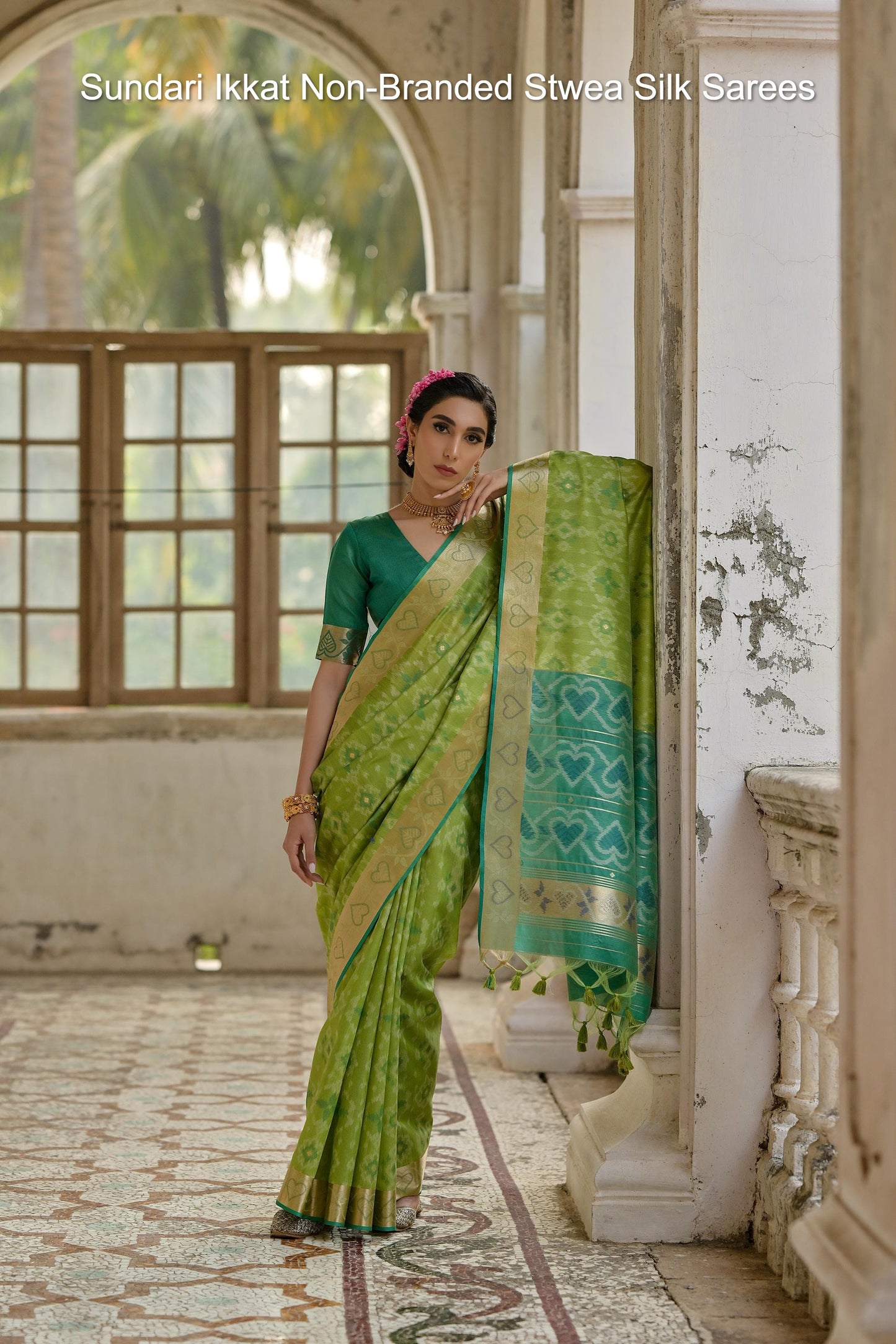 Sundari Ikkat Non-Branded Stwea Silk Sarees