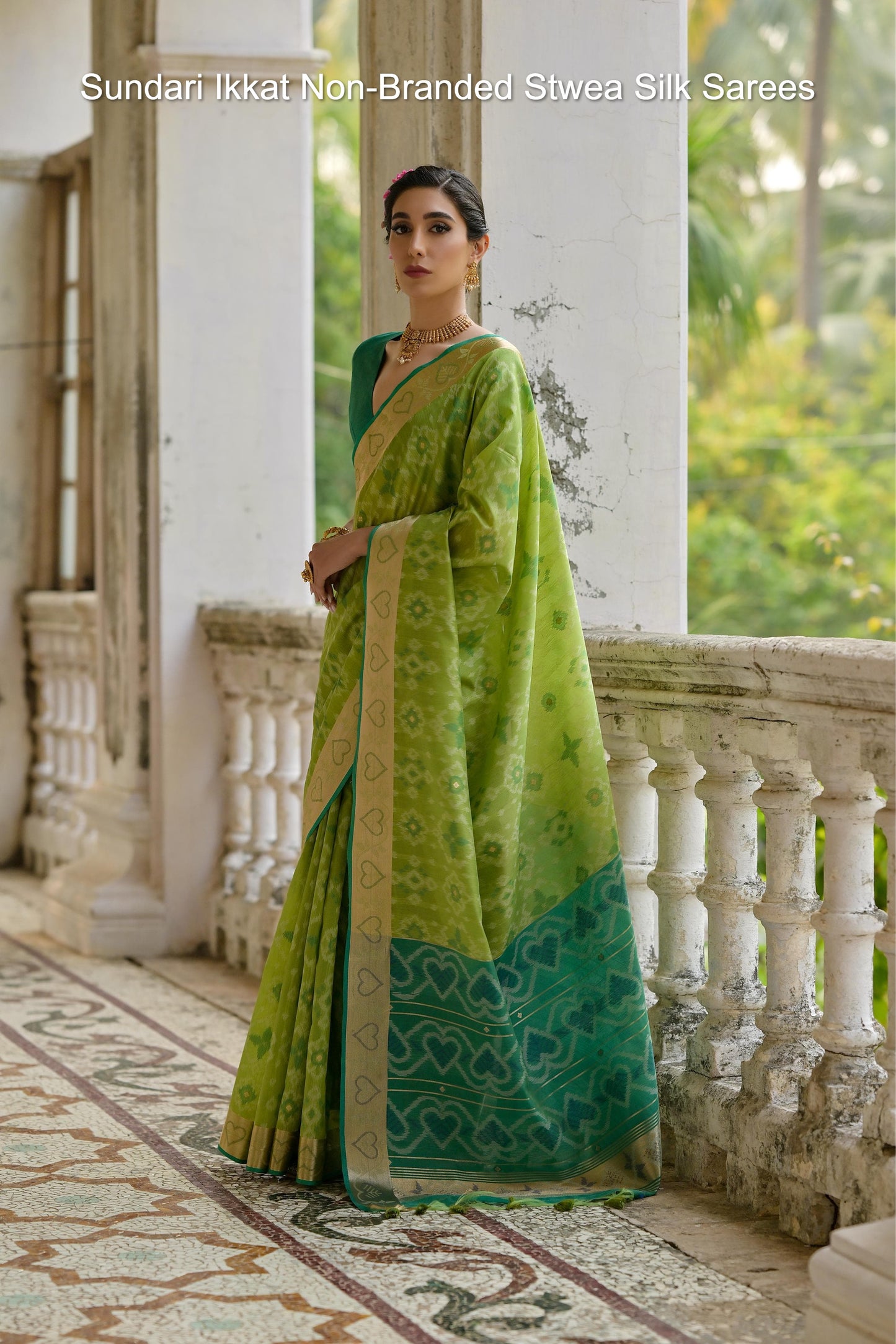 Sundari Ikkat Non-Branded Stwea Silk Sarees