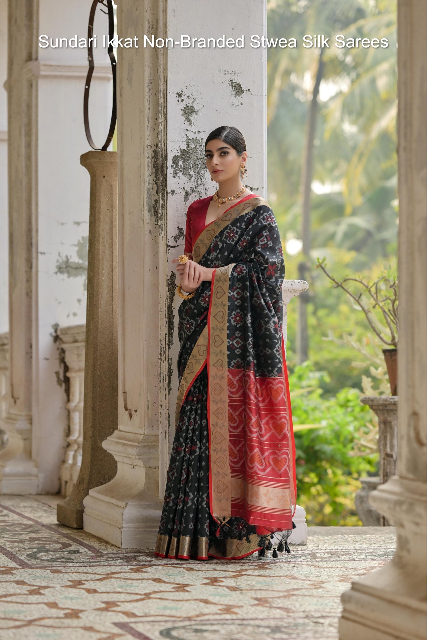 Sundari Ikkat Non-Branded Stwea Silk Sarees