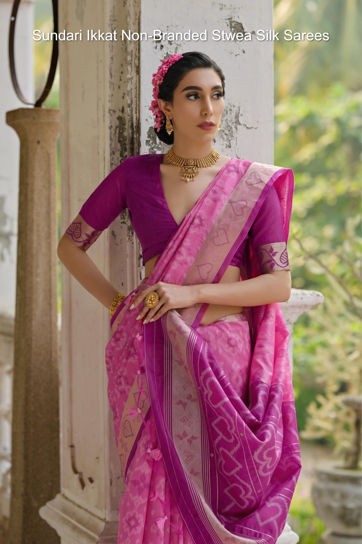 Sundari Ikkat Non-Branded Stwea Silk Sarees