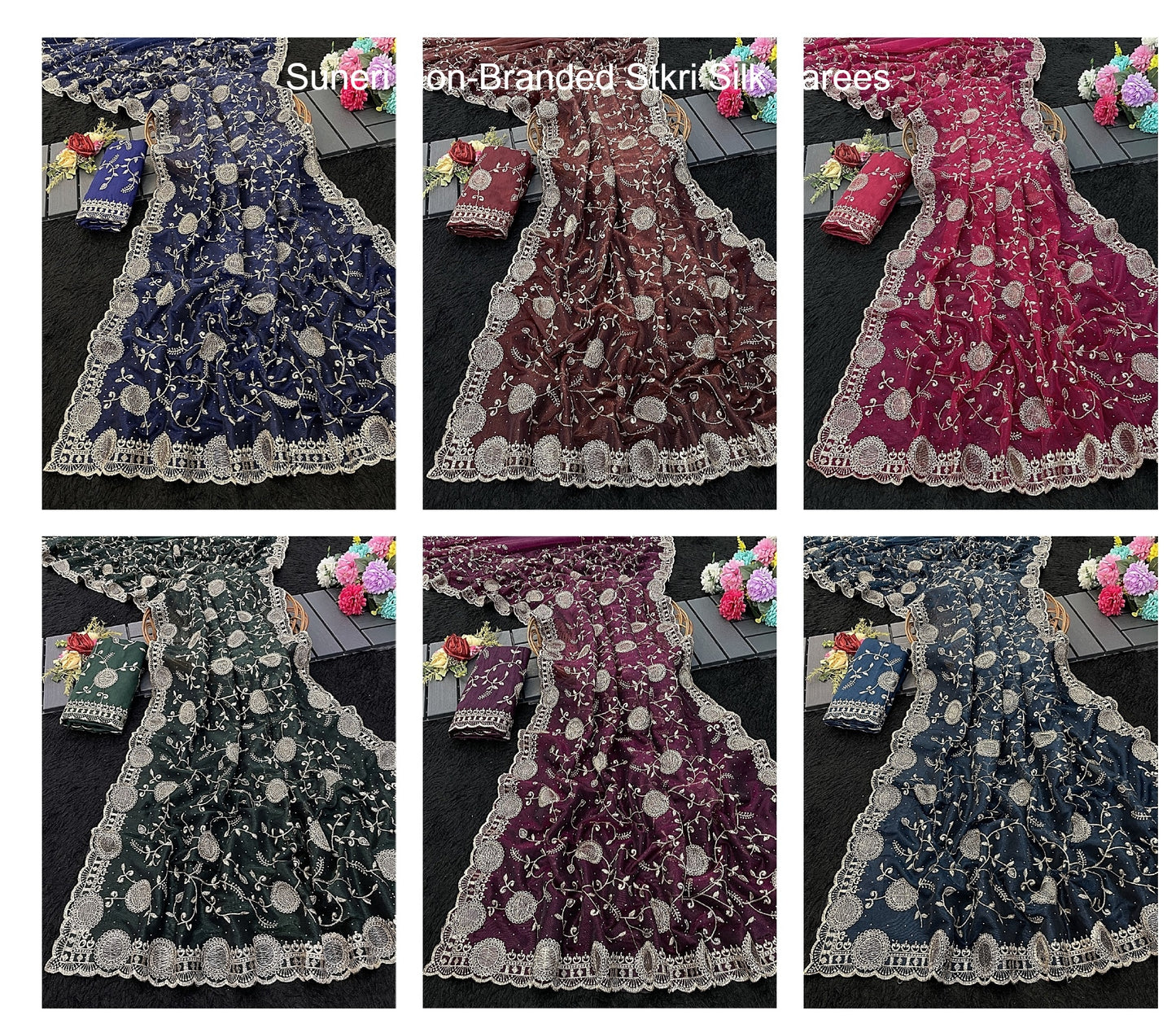 Suneri Non-Branded Stkri Silk Sarees