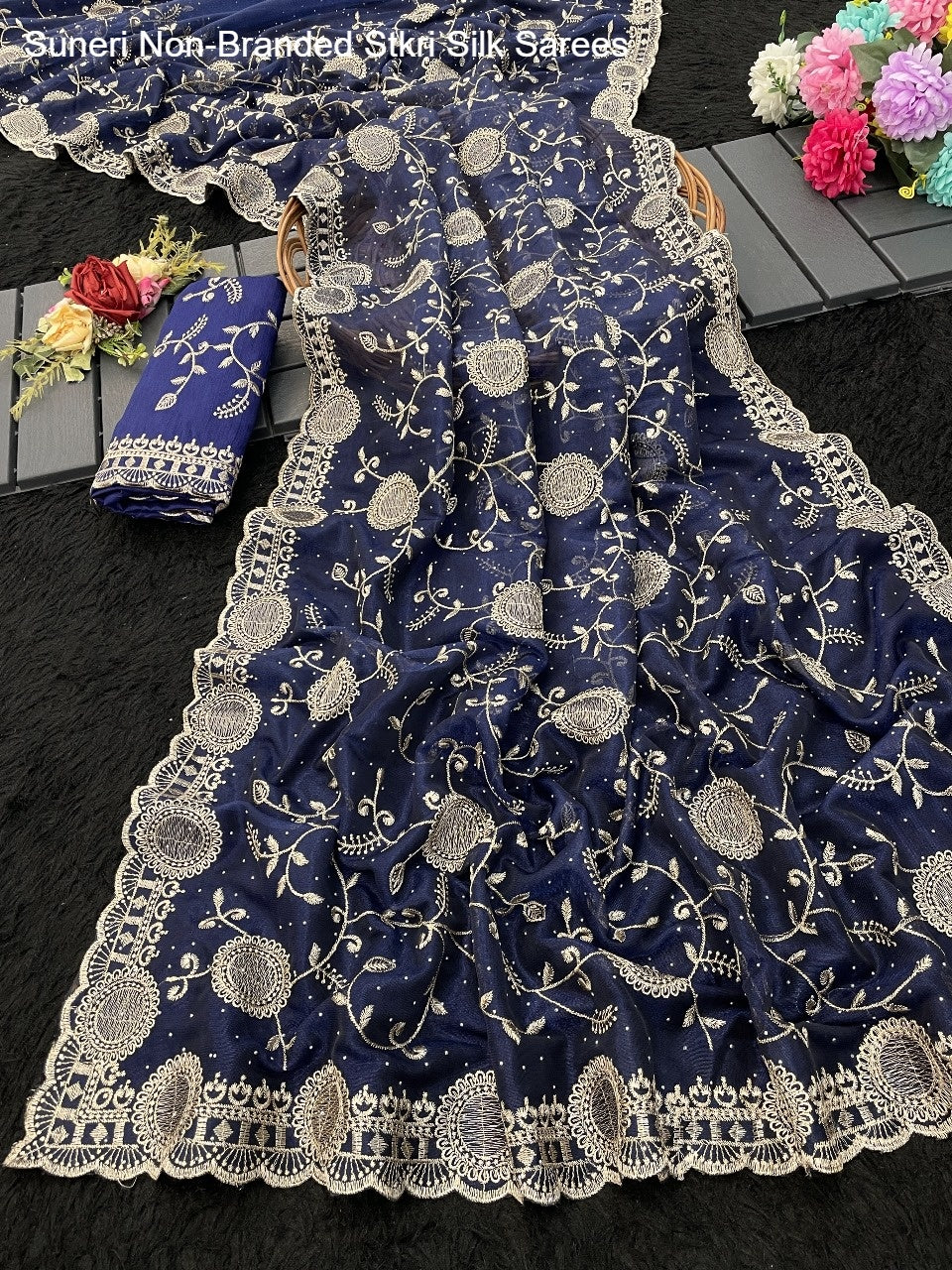 Suneri Non-Branded Stkri Silk Sarees