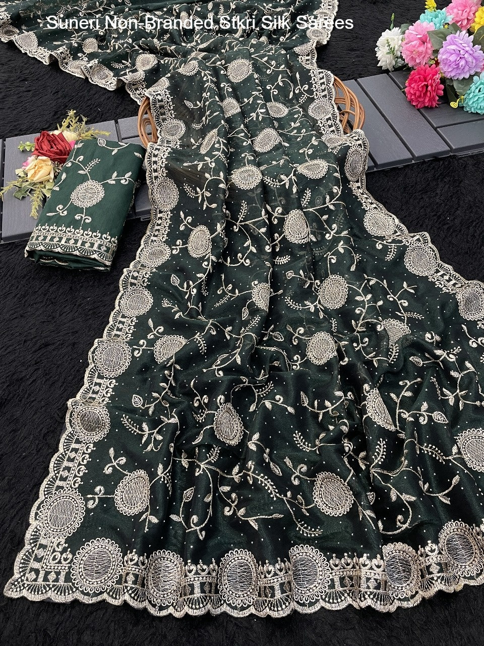 Suneri Non-Branded Stkri Silk Sarees
