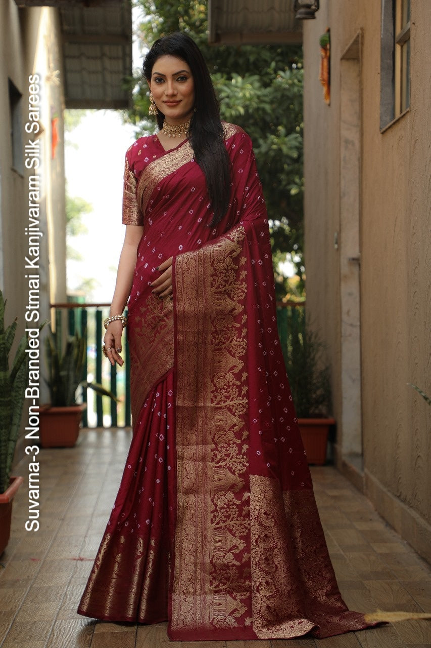 Suvarna-3 Non-Branded Stmai Kanjivaram Silk Sarees