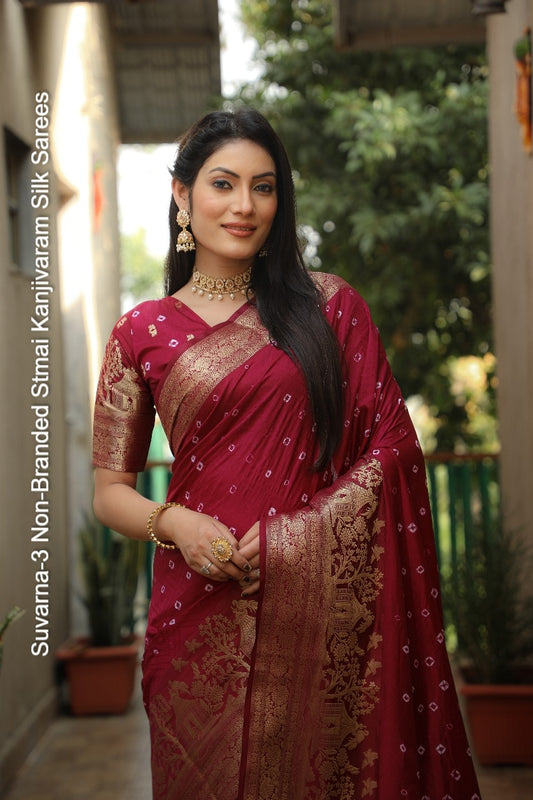 Suvarna-3 Non-Branded Stmai Kanjivaram Silk Sarees