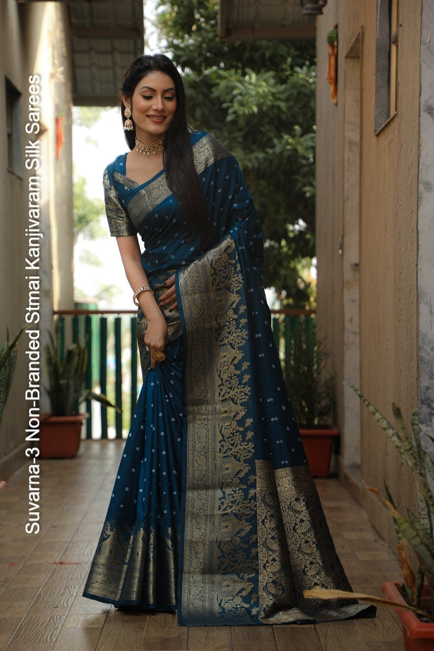 Suvarna-3 Non-Branded Stmai Kanjivaram Silk Sarees