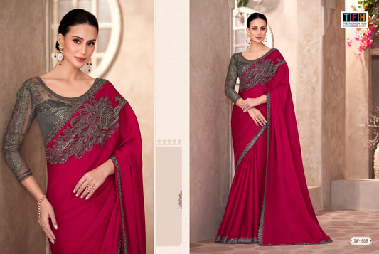 Sw-1508 Sandalwood Vol-15 Tfh Pure Chiffon Sarees