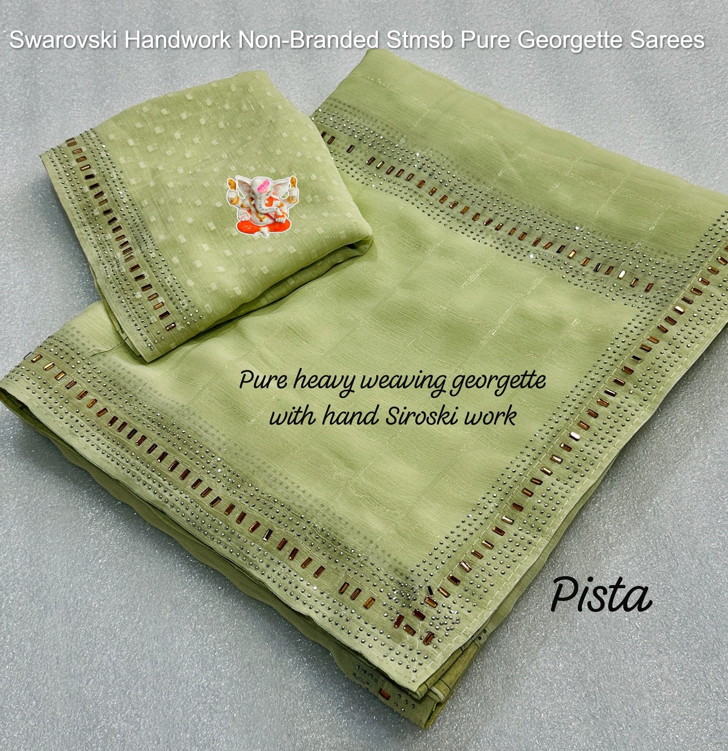 Swarovski Handwork Non-Branded Stmsb Pure Georgette Sarees