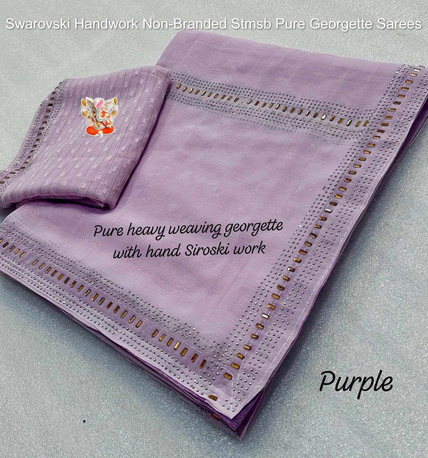 Swarovski Handwork Non-Branded Stmsb Pure Georgette Sarees