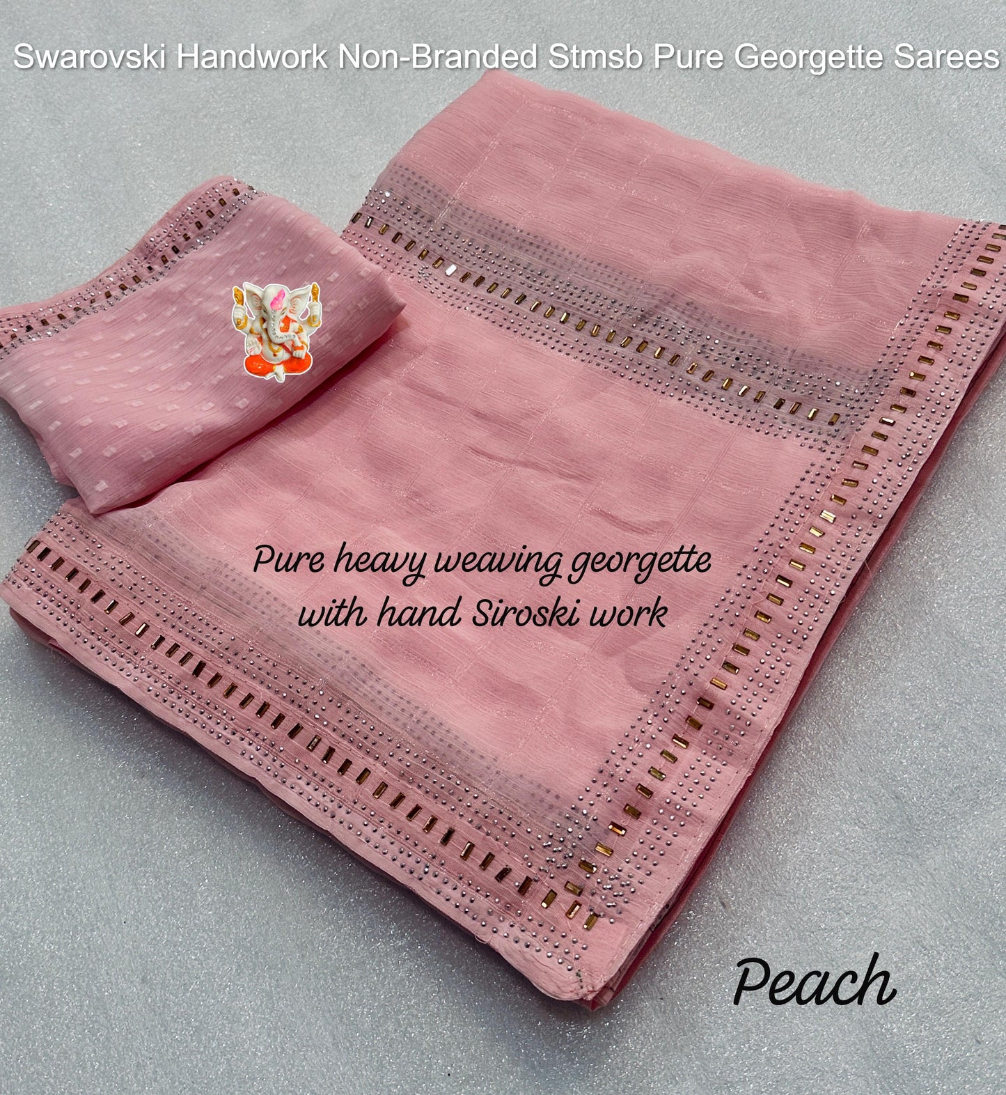 Swarovski Handwork Non-Branded Stmsb Pure Georgette Sarees