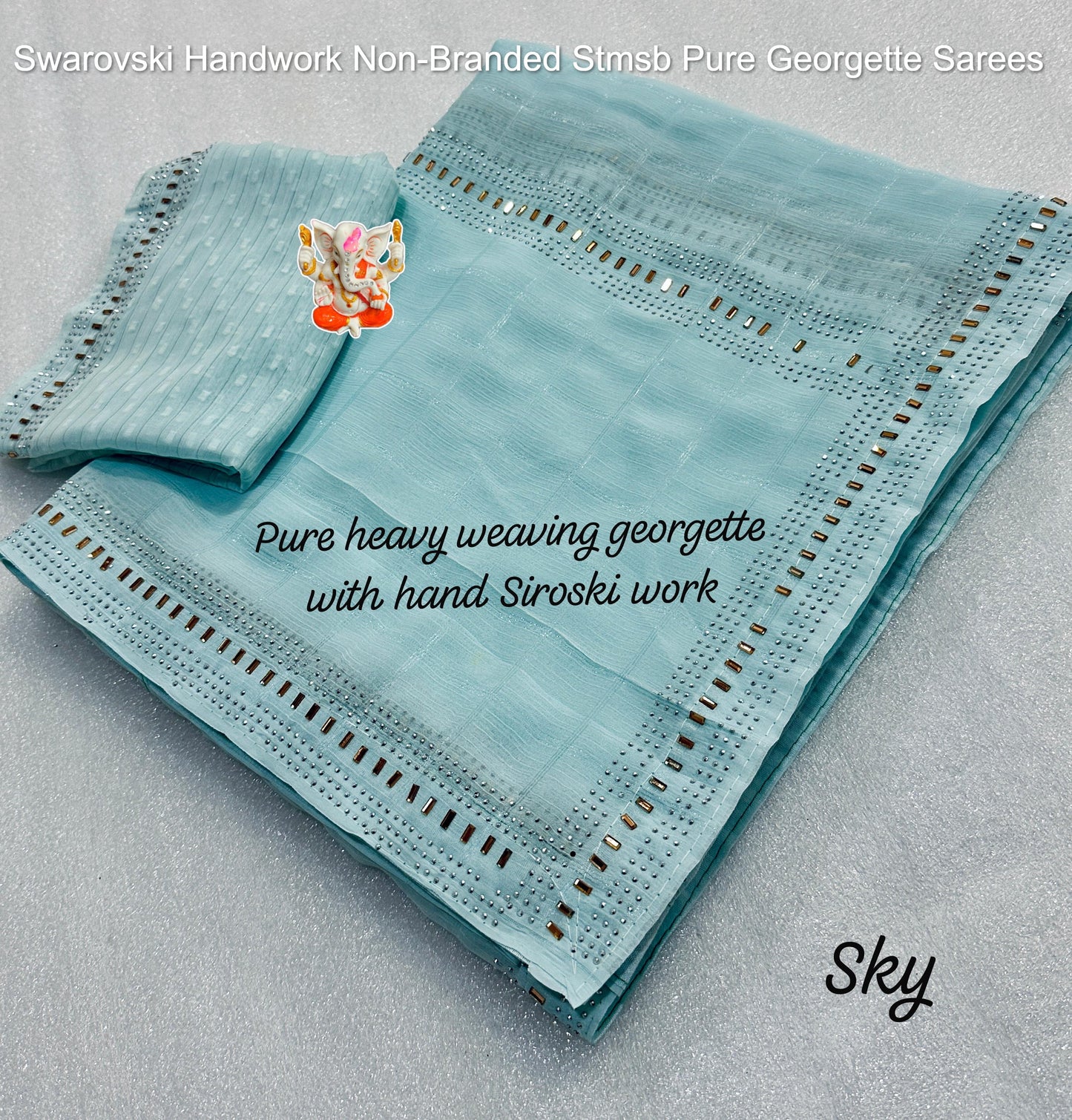 Swarovski Handwork Non-Branded Stmsb Pure Georgette Sarees