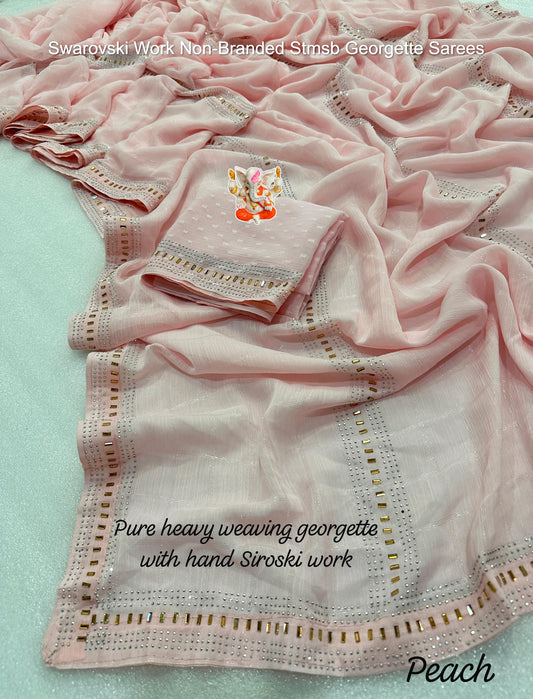 Swarovski Work Non-Branded Stmsb Georgette Sarees