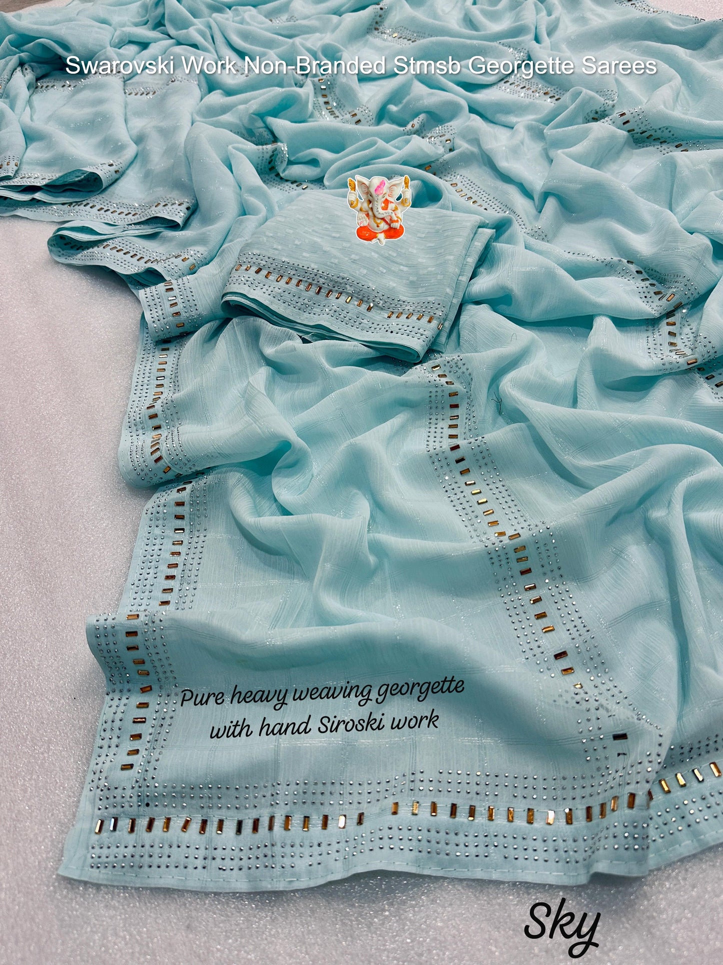 Swarovski Work Non-Branded Stmsb Georgette Sarees