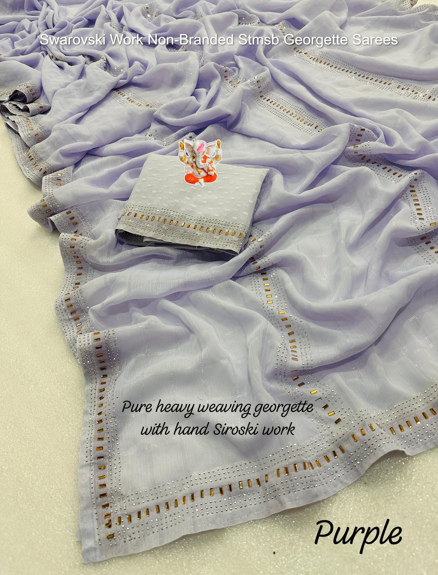 Swarovski Work Non-Branded Stmsb Georgette Sarees