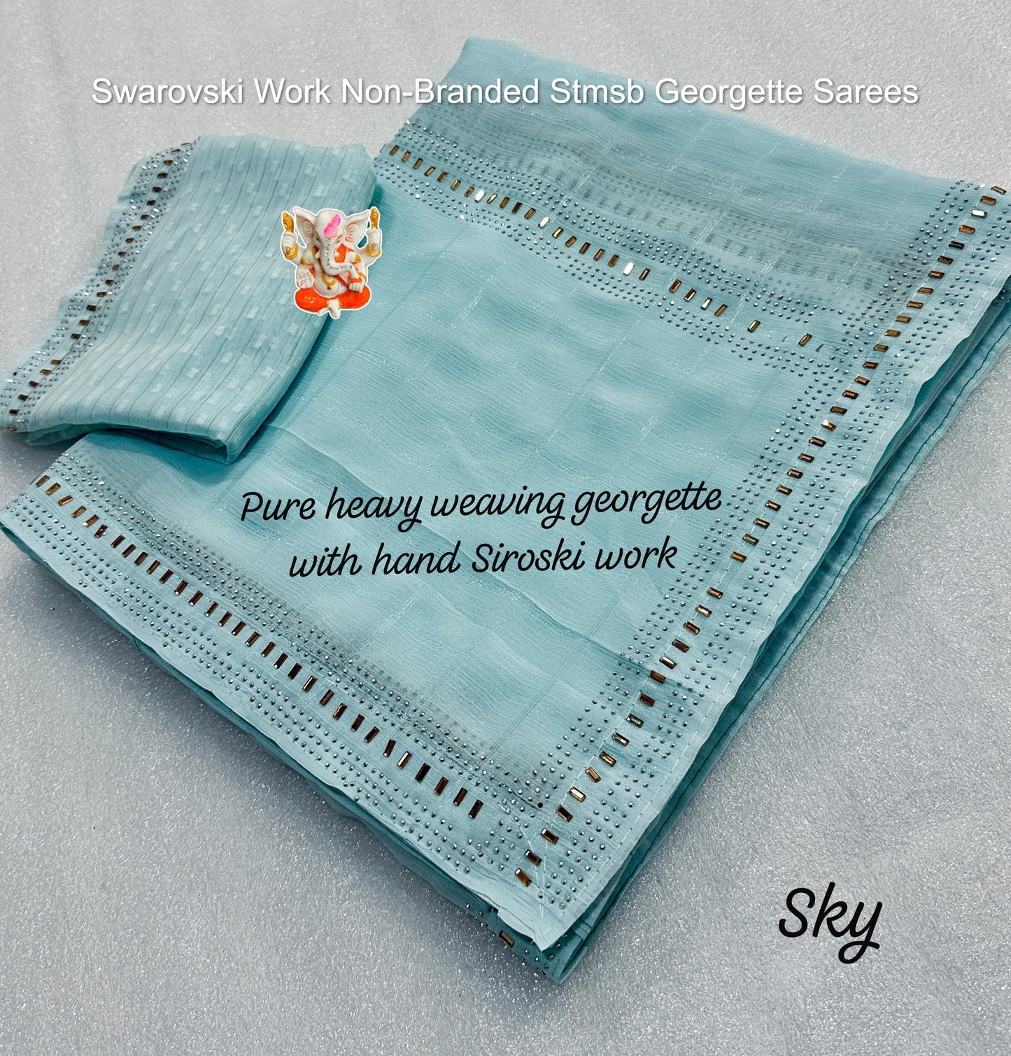 Swarovski Work Non-Branded Stmsb Georgette Sarees