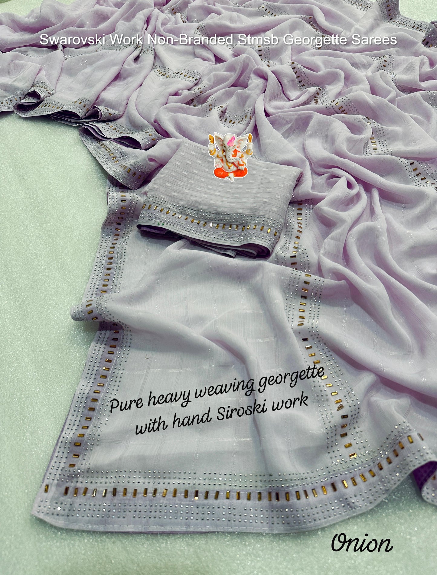 Swarovski Work Non-Branded Stmsb Georgette Sarees