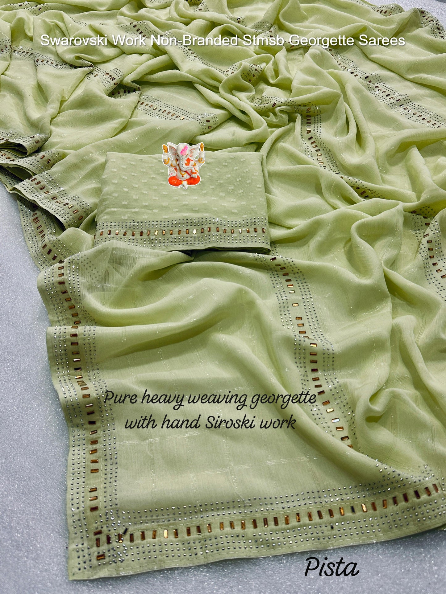 Swarovski Work Non-Branded Stmsb Georgette Sarees