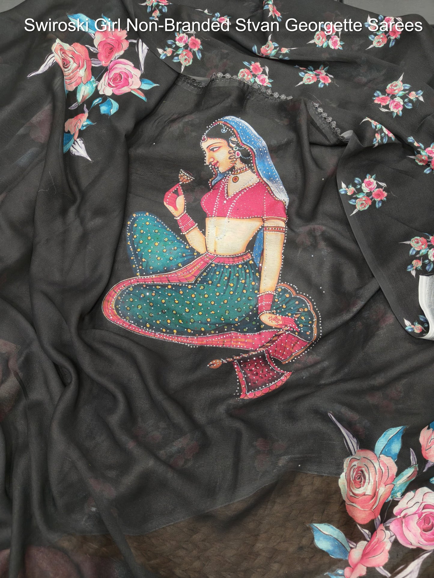 Swiroski Girl Non-Branded Stvan Georgette Sarees