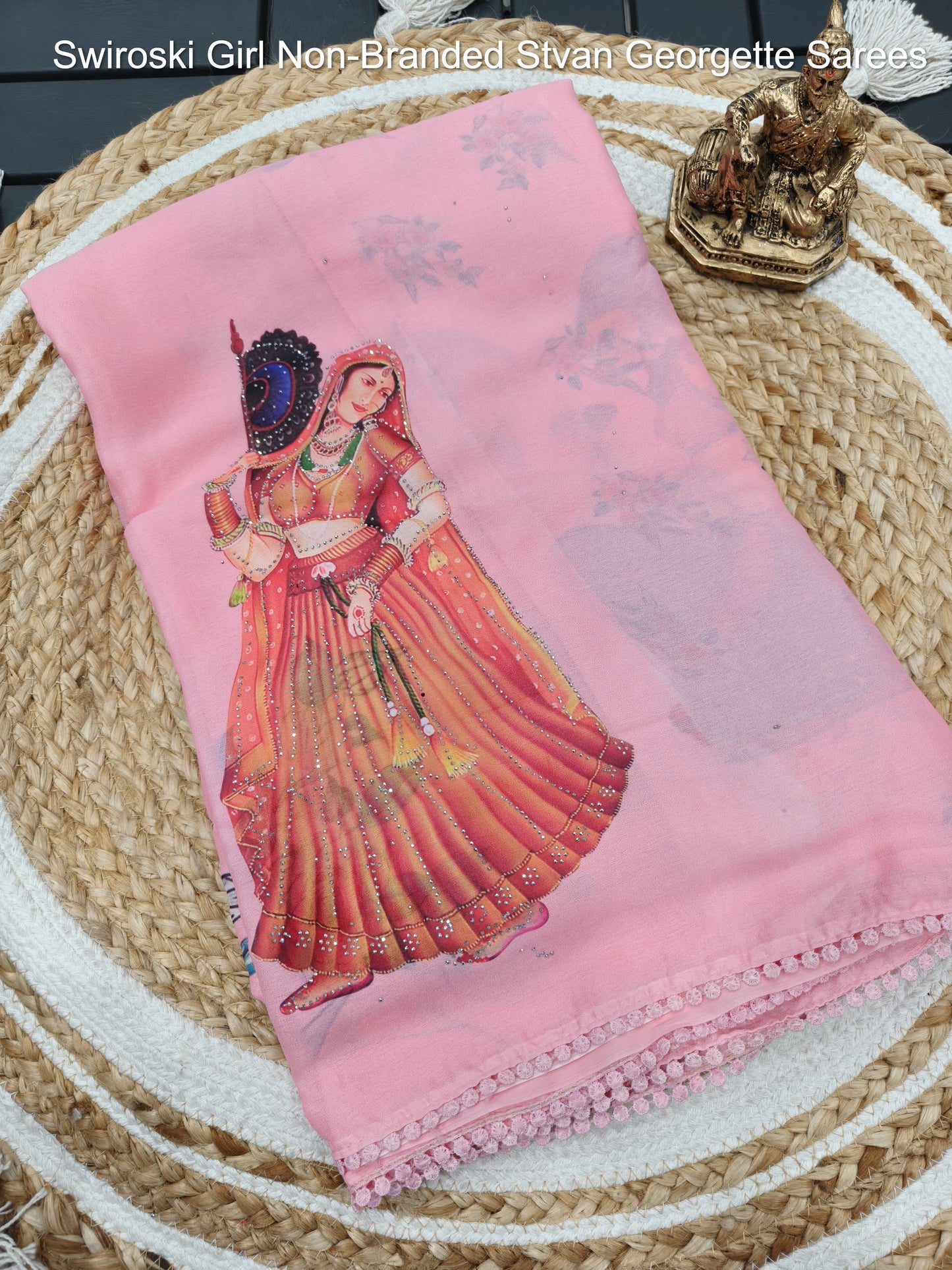 Swiroski Girl Non-Branded Stvan Georgette Sarees