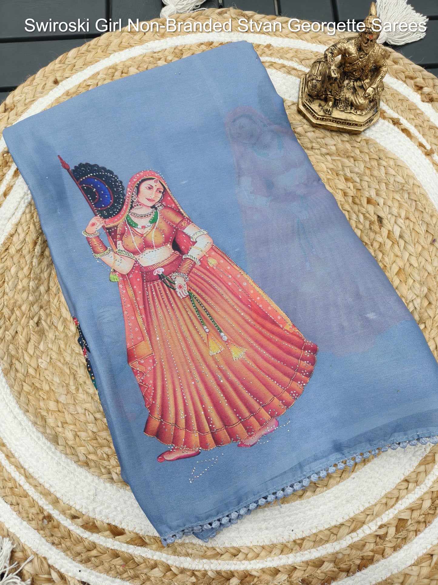 Swiroski Girl Non-Branded Stvan Georgette Sarees