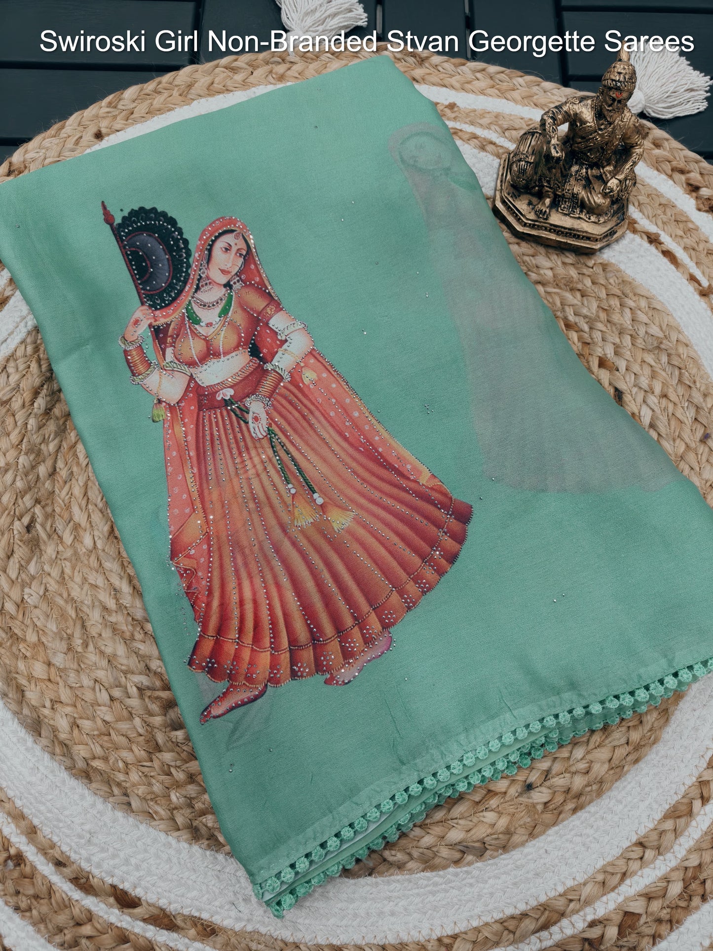 Swiroski Girl Non-Branded Stvan Georgette Sarees