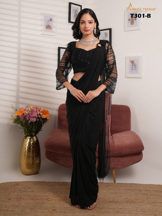 T301B Amoha Embroidered Ready To Wear Saree