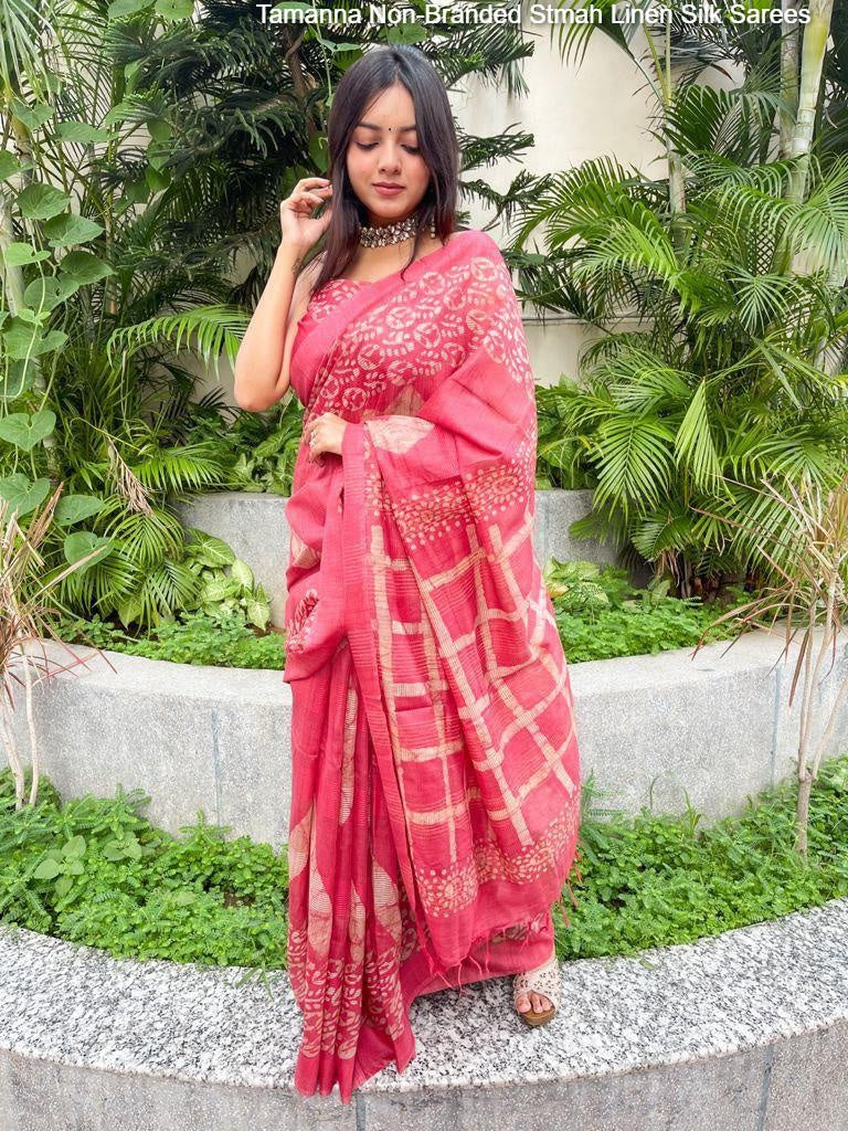 Tamanna Non-Branded Stmah Linen Silk Sarees