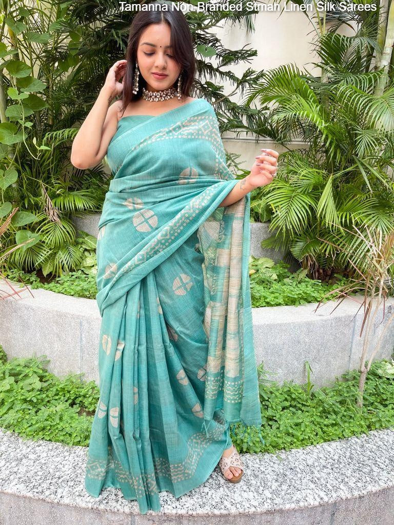 Tamanna Non-Branded Stmah Linen Silk Sarees
