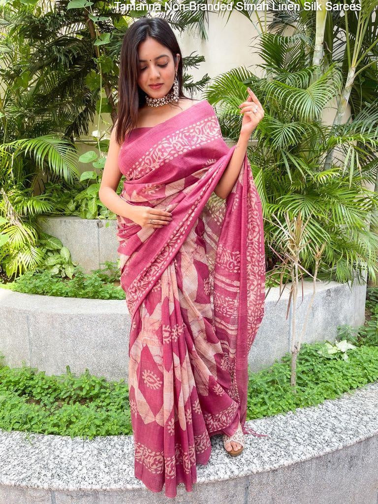 Tamanna Non-Branded Stmah Linen Silk Sarees