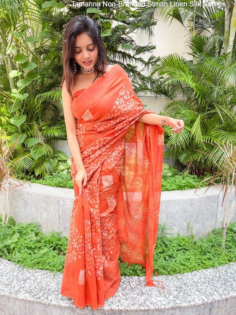 Tamanna Non-Branded Stmah Linen Silk Sarees