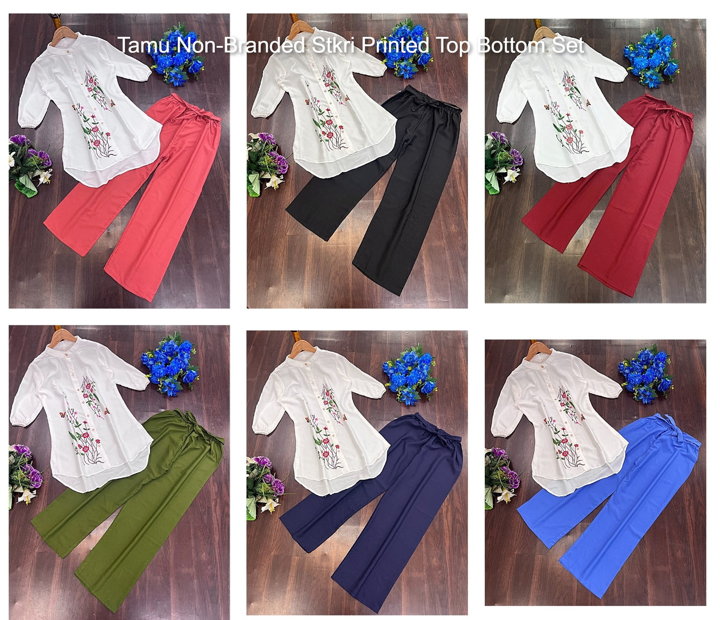 Tamu Non-Branded Stkri Printed Top Bottom Set