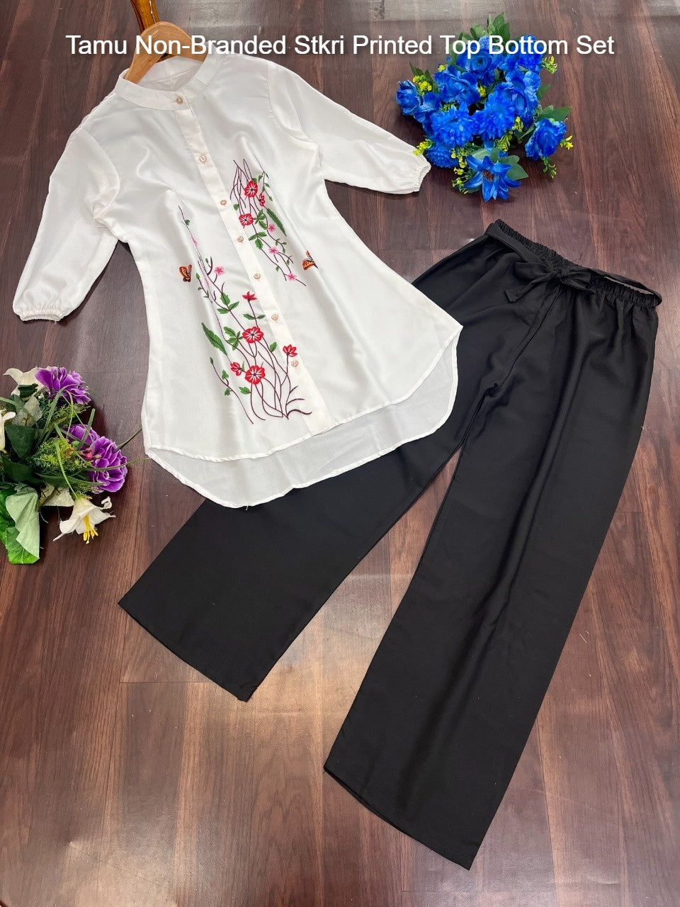 Tamu Non-Branded Stkri Printed Top Bottom Set