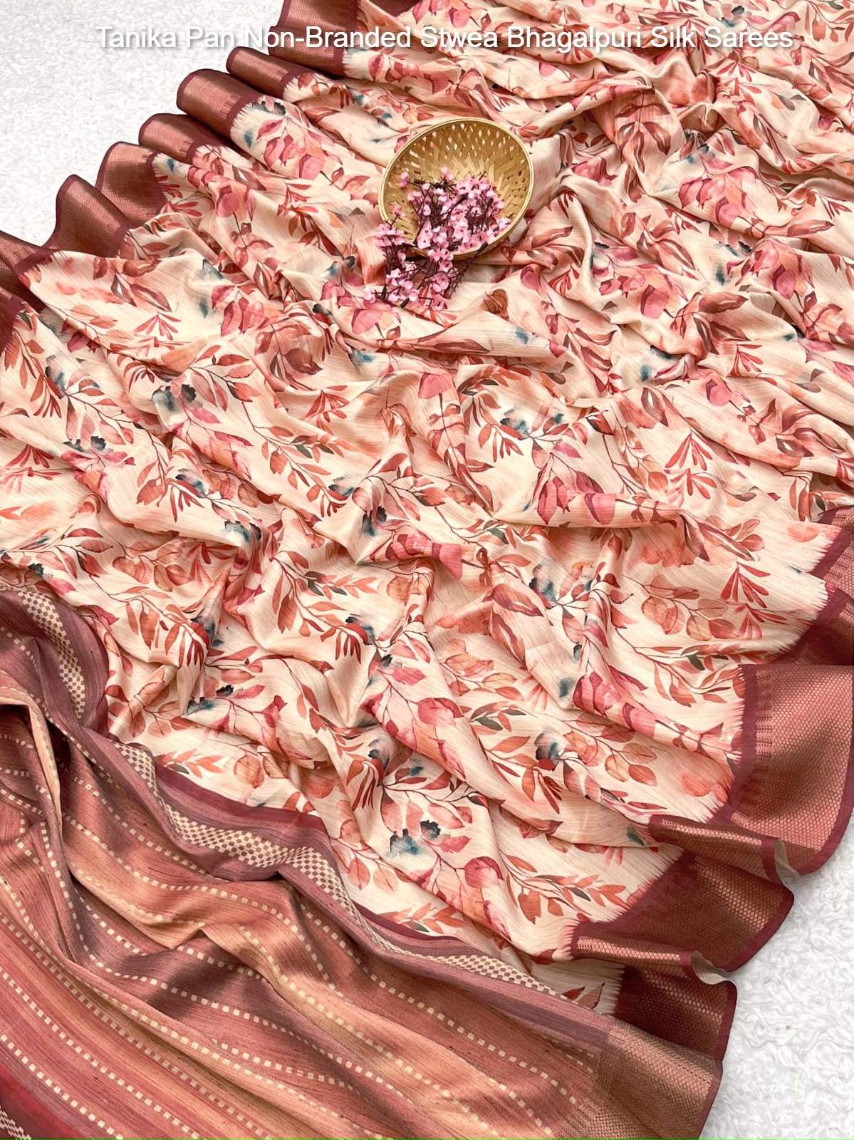 Tanika Pan Non-Branded Stwea Bhagalpuri Silk Sarees