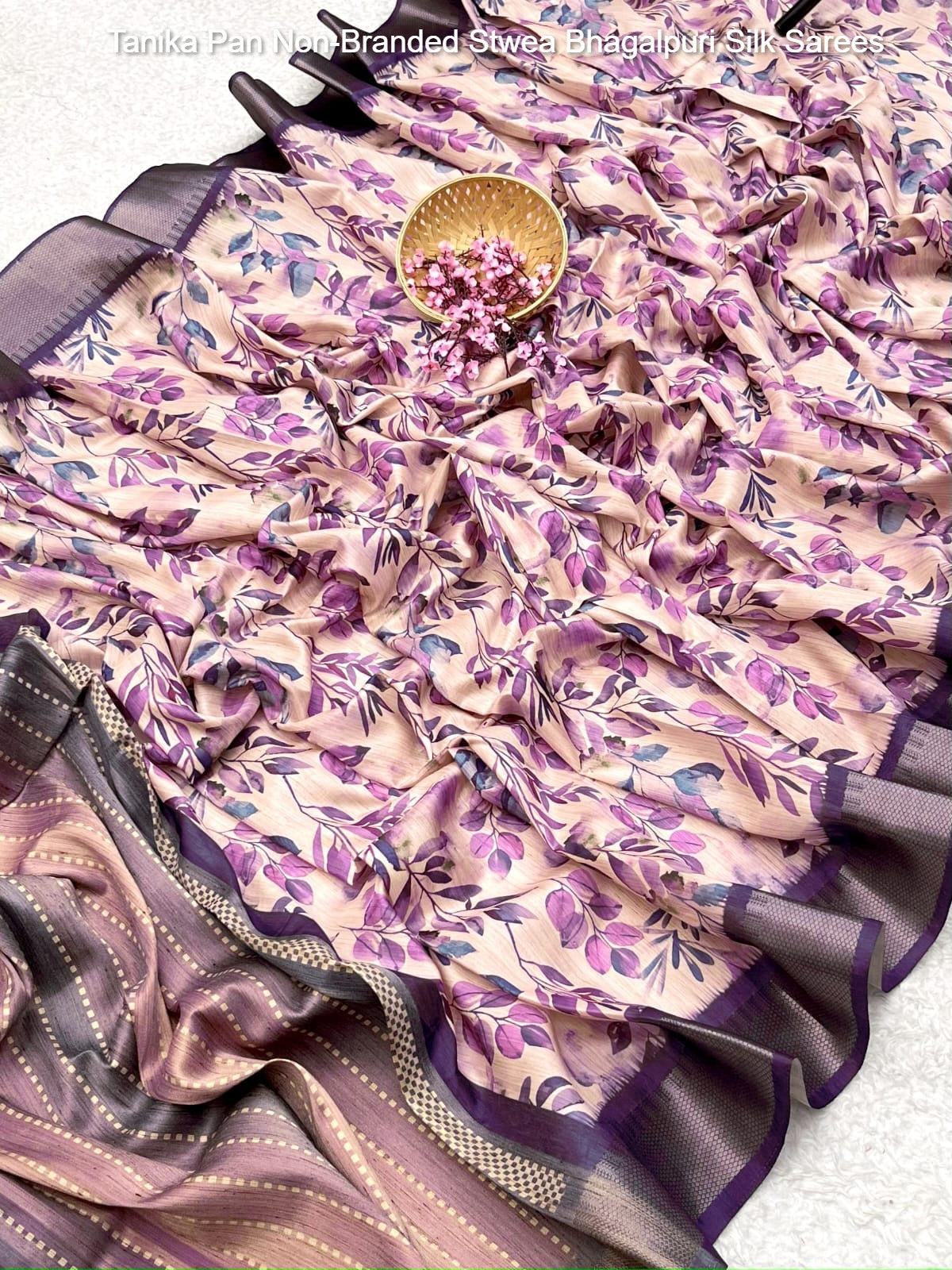 Tanika Pan Non-Branded Stwea Bhagalpuri Silk Sarees