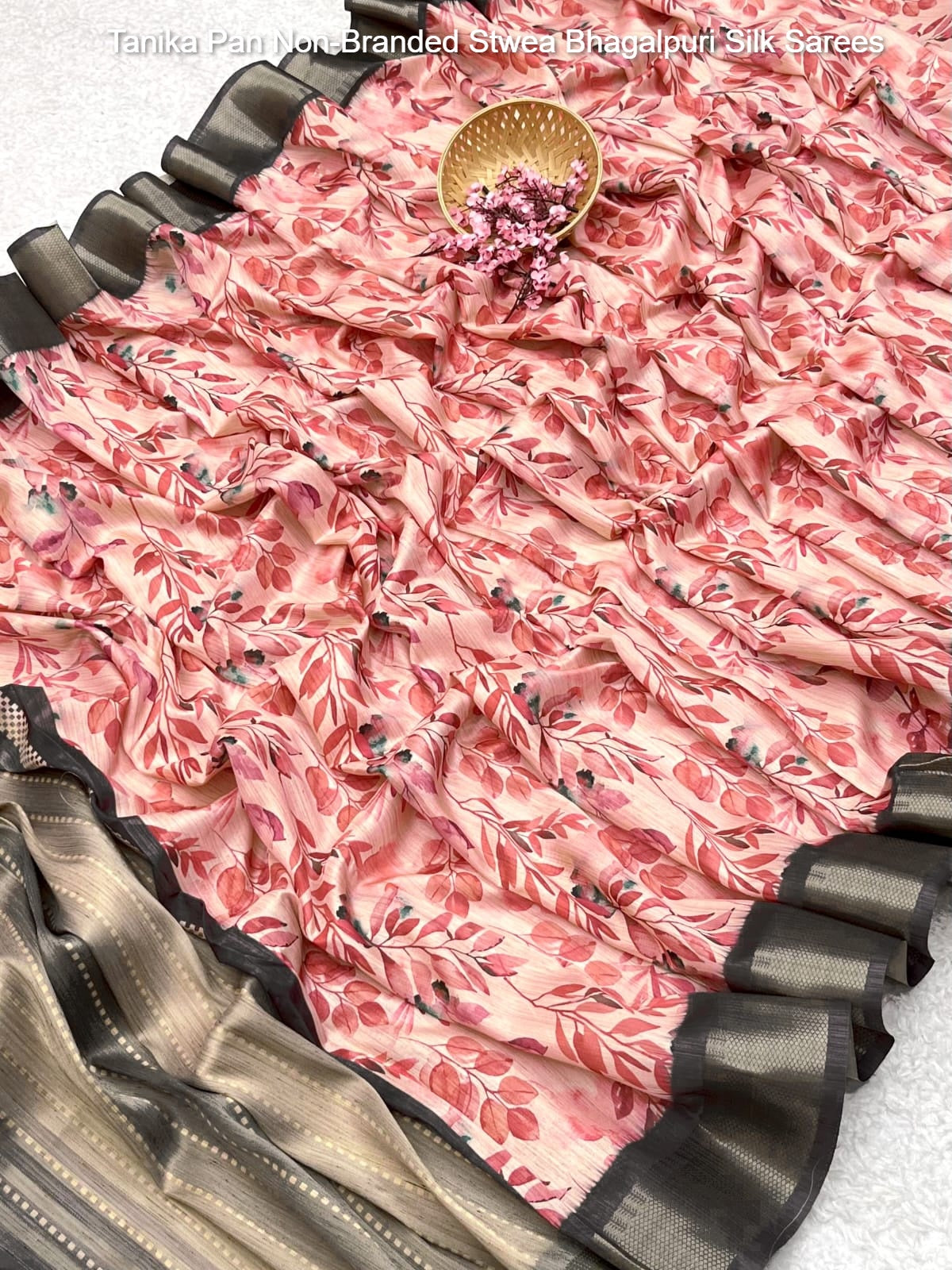 Tanika Pan Non-Branded Stwea Bhagalpuri Silk Sarees