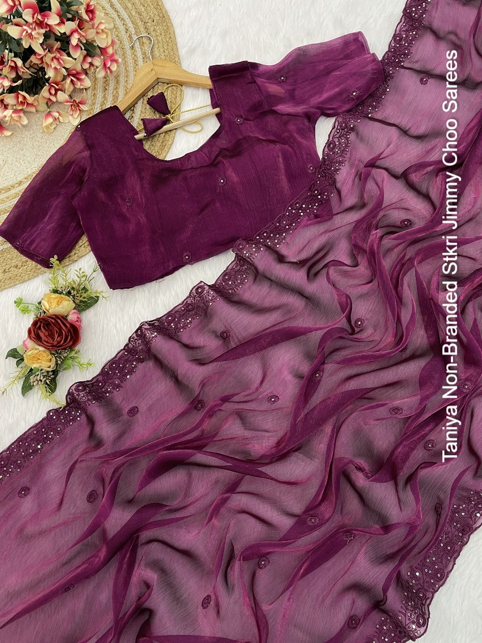 Taniya Non-Branded Stkri Jimmy Choo Sarees