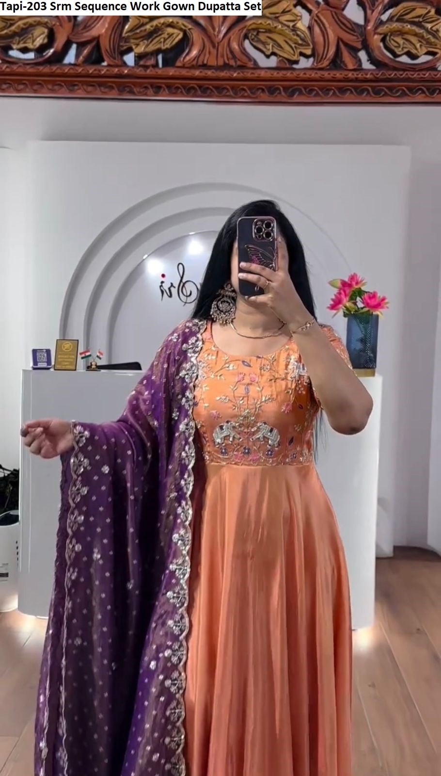 Tapi-203 Srm Sequence Work Gown Dupatta Set