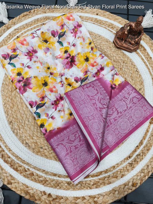 Tasarika Weave Floral Non-Branded Stvan Floral Print Sarees