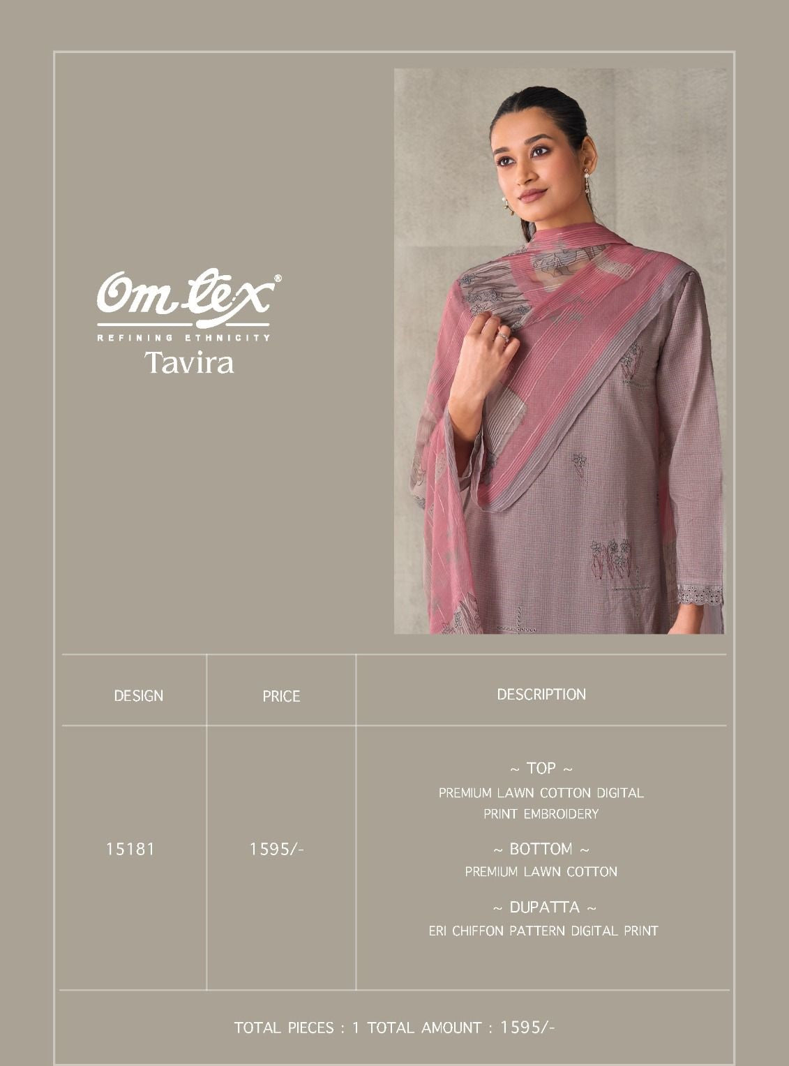 Tavira 15181 Omtex Lawn Cotton Unstitched Suits