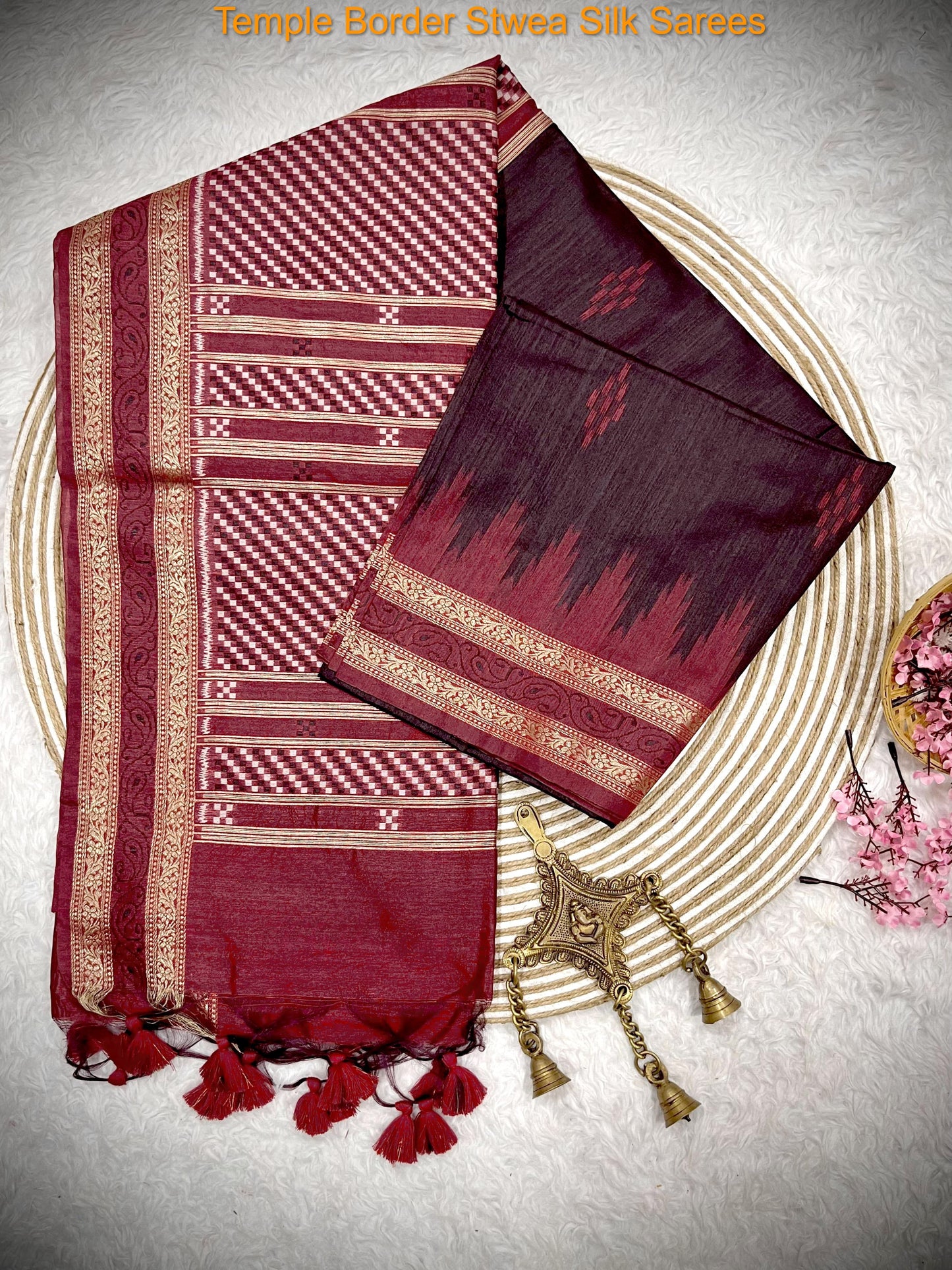 Temple Border Stwea Silk Sarees
