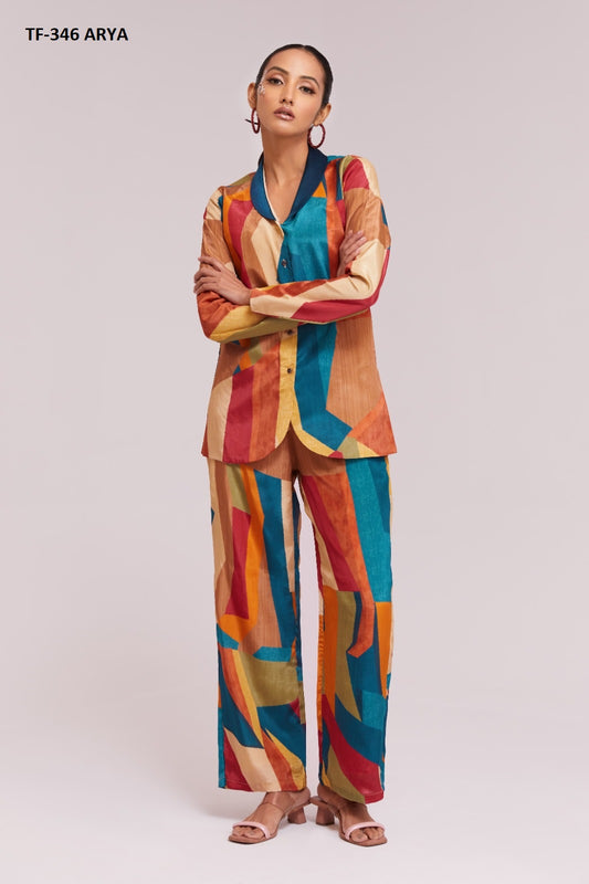 Tf-346 Summer Collection 6 Arya Crepe Co Ord Set