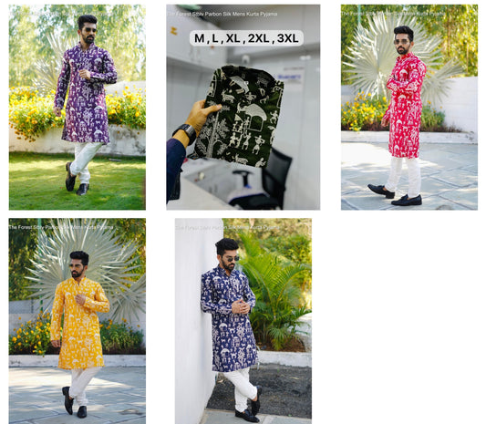 The Forest Stblv Parbon Silk Mens Kurta Pyjama
