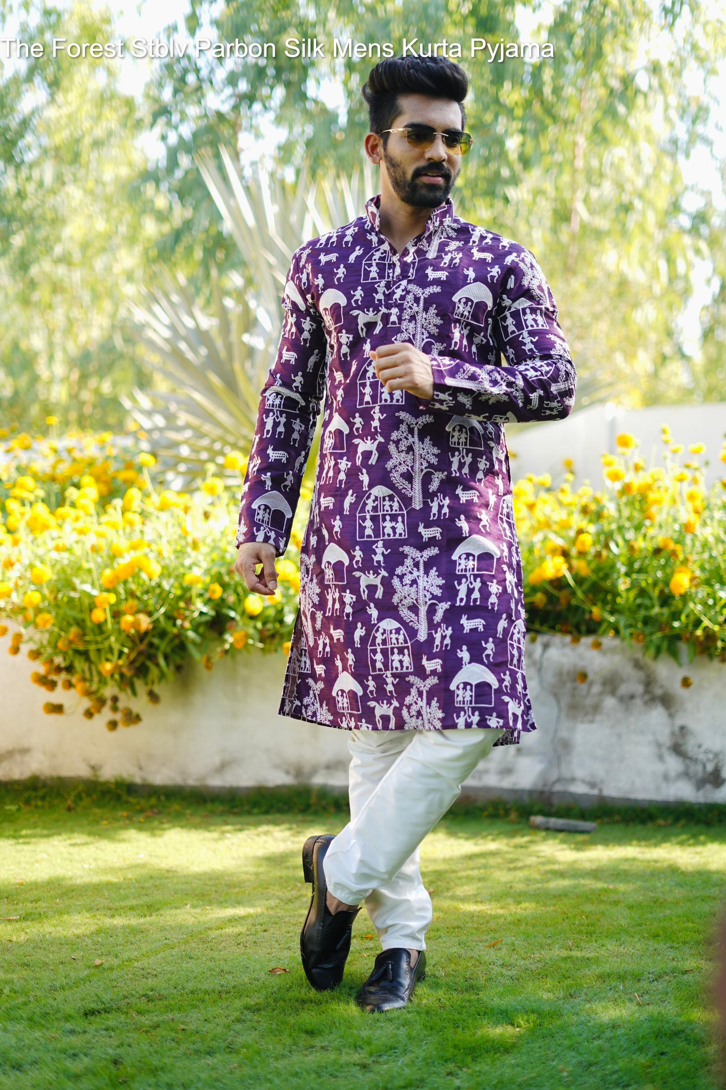 The Forest Stblv Parbon Silk Mens Kurta Pyjama